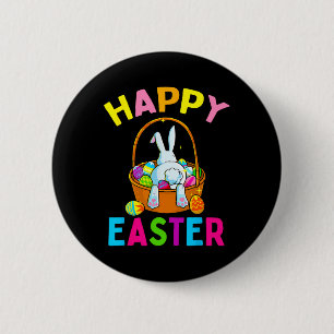 Happy Easter Day Bunny Hunting Chocolate Eggs Egg 2 Inch Round Button