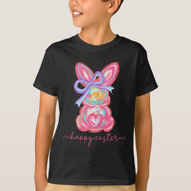 Happy Easter Day Bunny Rabbit Brushstroke Tee Wome (Front)