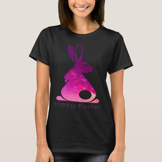 Happy Easter Day Bunny rabbit pink solar system cl T-Shirt (Front)