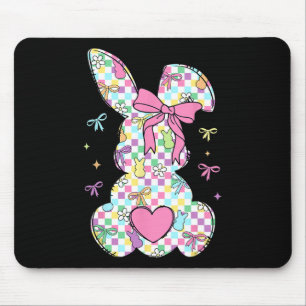 Happy Easter Day Bunny Rabbit With Cute Bow Coquet Mouse Pad
