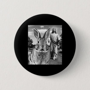 Happy Easter Day Bunny Selfie Christian Easter Men 2 Inch Round Button
