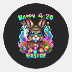 Happy Easter Day Bunny Smoking Weed Funny Classic Round Sticker