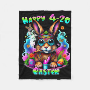 Happy Easter Day Bunny Smoking Weed Funny Fleece Blanket