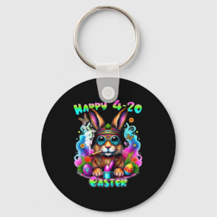Happy Easter Day Bunny Smoking Weed Funny Keychain