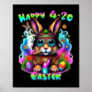 Happy Easter Day Bunny Smoking Weed Funny Poster