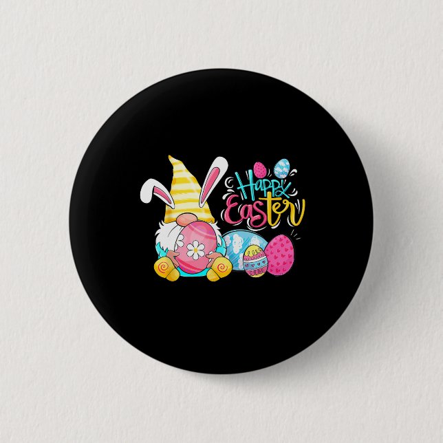 Happy Easter Day Bunny Spring Gnome Easter Egg Boy 2 Inch Round Button (Front)
