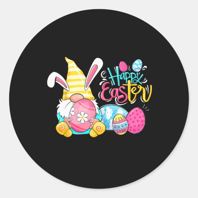 Happy Easter Day Bunny Spring Gnome Easter Egg Boy Classic Round Sticker (Front)