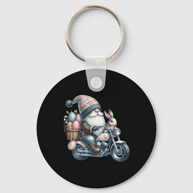Happy Easter Day Bunny Spring Gnome Easter Egg Hun Keychain (Front)
