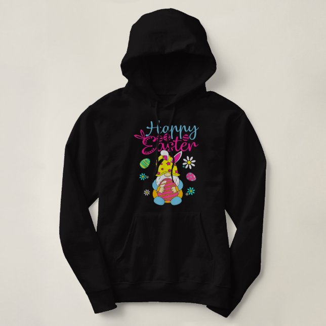Happy Easter Day Bunny Spring Gnome Easter Hoodie (Design Front)