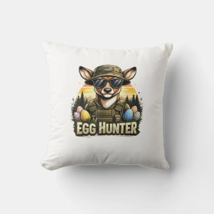 Happy Easter Day Camo Funny Hunting Boys Men Easte Throw Pillow