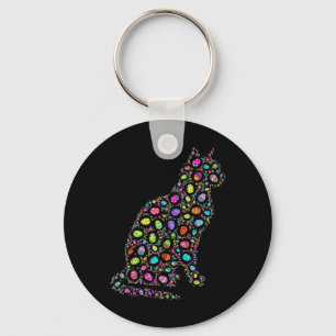 Happy Easter Day Cat Eggs Funny Matching Men Women Keychain