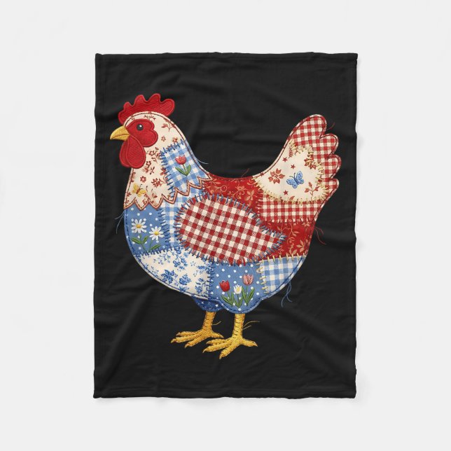 Happy easter day chicken patchwork funny hen fleece blanket (Front)