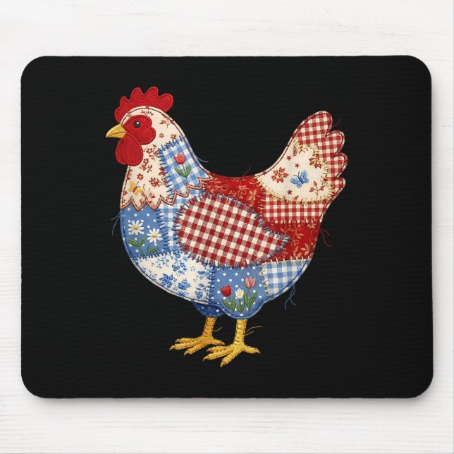 Happy easter day chicken patchwork funny hen mouse pad (Front)