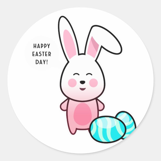 Happy Easter Day Classic Round Sticker (Front)