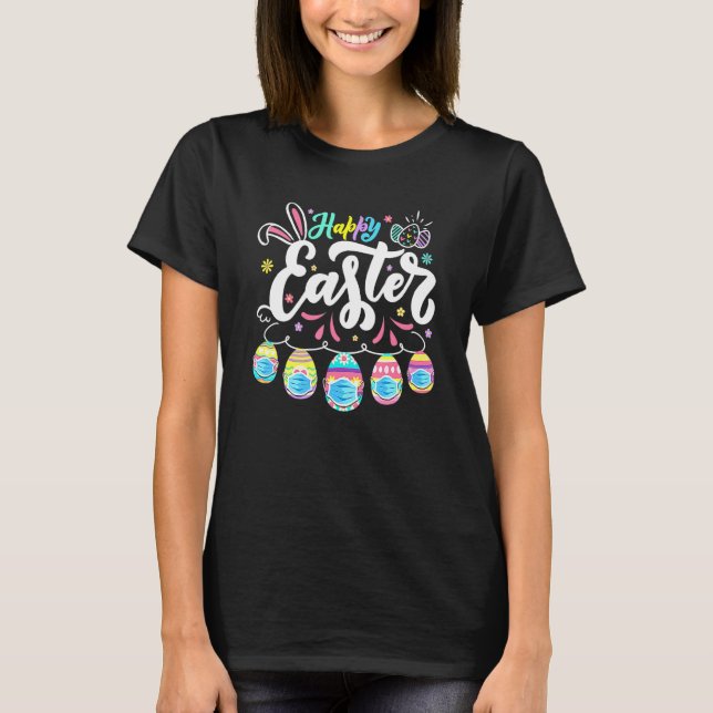 Happy Easter Day Colourful Egg Face Mask Hunting C T-Shirt (Front)