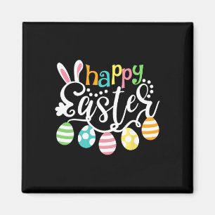 Happy Easter Day Colourful Egg Hunting Cute Bunny Magnet