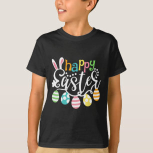 Happy Easter Day Colourful Egg Hunting Cute Bunny T-Shirt
