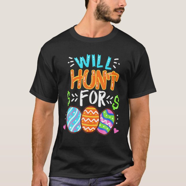 Happy Easter Day Colourful Egg Tee Gift Hunting (Front)