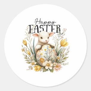 Happy Easter Day - Cute Ba  Classic Round Sticker