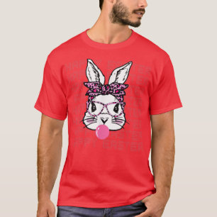 Happy Easter Day Cute Bunny Face Leopard Glasses H T-Shirt