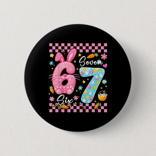 Happy Easter Day Cute Bunny Girls Easter Six Seven 2 Inch Round Button