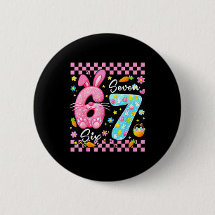 Happy easter day cute bunny girls easter six seven 2 inch round button