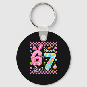 Happy easter day cute bunny girls easter six seven keychain