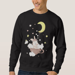 Happy Easter Day Cute Bunny Moon And Clouds Costum Sweatshirt