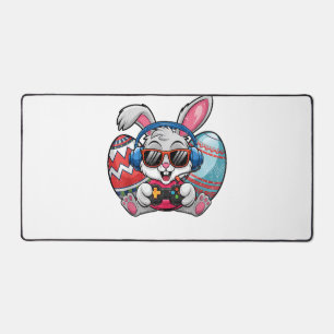 Happy Easter Day Cute Bunny Playing Video Game Kid Desk Mat