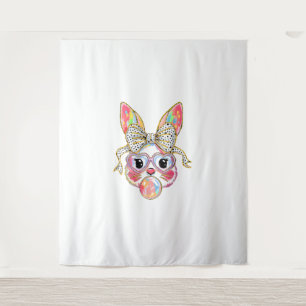 Happy Easter Day Cute Bunny Rabbit Coquette Bow Fl Tapestry