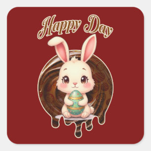 Happy Easter Day – Cute Bunny - Sticker