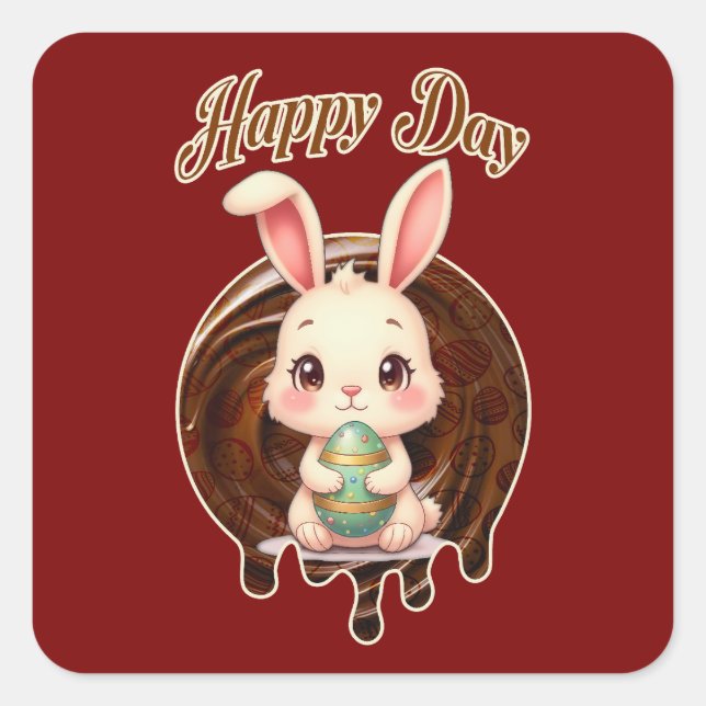 Happy Easter Day – Cute Bunny - Sticker (Front)