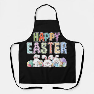 Happy Easter Day Cute Bunny With Eggs Easter Apron