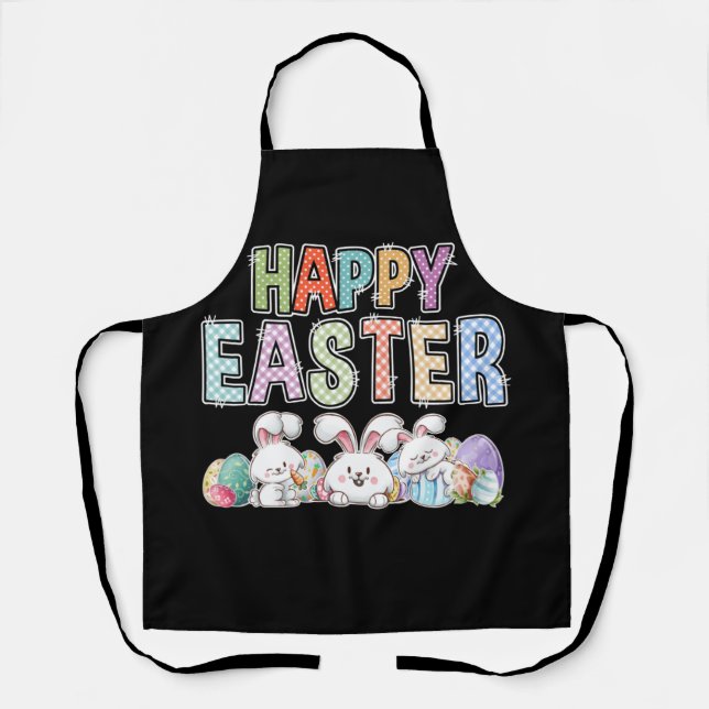 Happy Easter Day Cute Bunny With Eggs Easter Apron (Front)