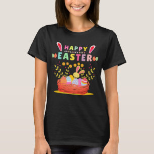 Happy Easter Day Cute Bunny With Eggs - Easter T-Shirt