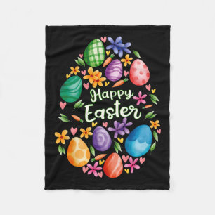 Happy Easter Day Cute Colourful Egg Hunting Women Fleece Blanket