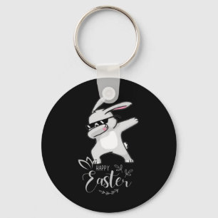 Happy Easter Day Cute Dubbing Bunny Rabbit Funny D Keychain