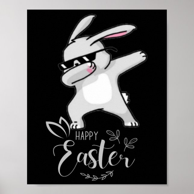 Happy Easter Day Cute Dubbing Bunny Rabbit Funny D Poster (Front)