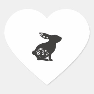 Happy Easter Day- Cute Easter Rabbit Heart Sticker