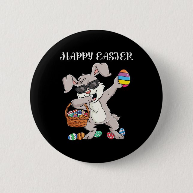 Happy Easter Day Dabbing Rabbit Eggs Toddler Boys  2 Inch Round Button (Front)