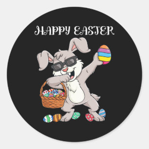 Happy Easter Day Dabbing Rabbit Eggs Toddler Boys Classic Round Sticker
