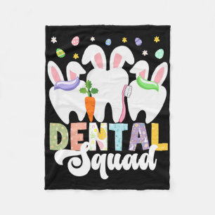 Happy Easter Day Dentist Egg Hunting Bunny Dental  Fleece Blanket