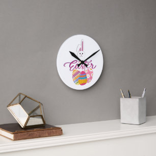 HAPPY EASTER DAY DESIGN ROUND CLOCK