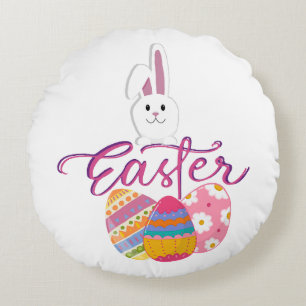 HAPPY EASTER DAY DESIGN ROUND PILLOW