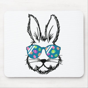 Happy Easter Day Egg Bunny Face With Sungles Boys Mouse Pad