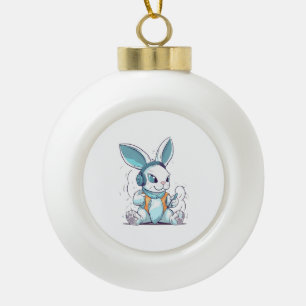 Happy Easter Day Egg Bunny Funny Gamer Boys Kids Ceramic Ball Christmas Ornament