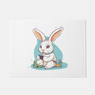Happy Easter Day Egg Bunny Funny Gamer Boys Kids   Doormat