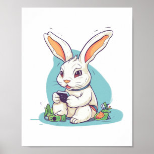 Happy Easter Day Egg Bunny Funny Gamer Boys Kids   Poster