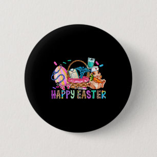 Happy Easter Day Egg Bunny Nurse Stethoscope Nursi 2 Inch Round Button