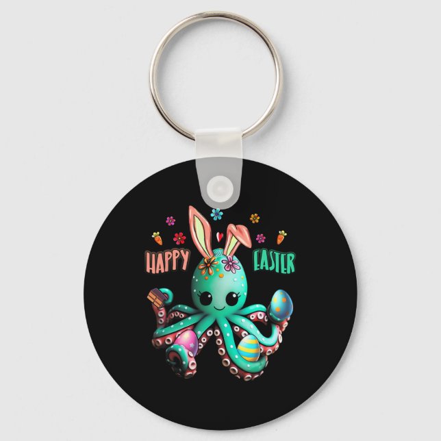Happy Easter Day Egg Hunt Prizes Octopus With Bunn Keychain (Front)